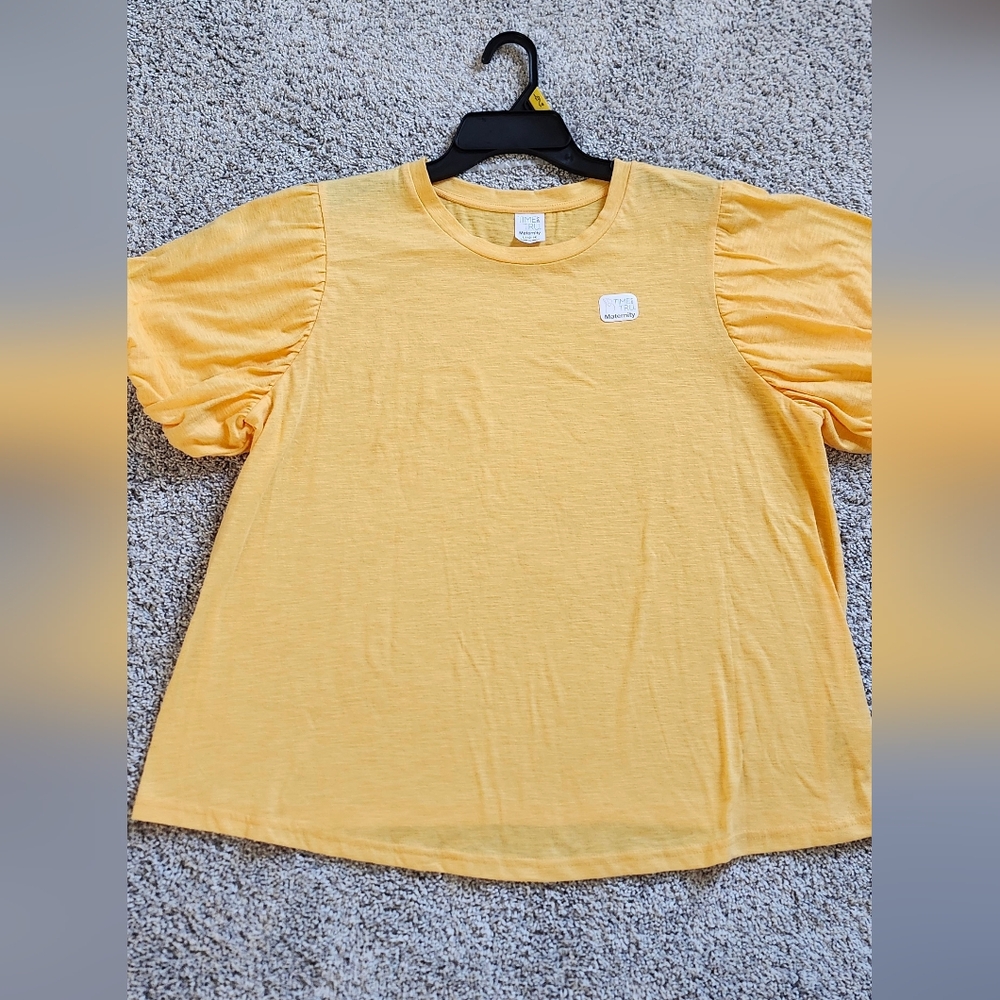 NWT Time and Tru maternity shirt size L (12-14) yellow